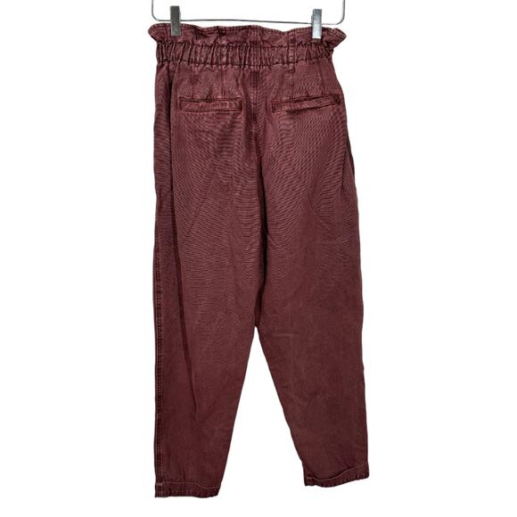 Free People Margate Pleated Trouser XS Wine Burgundy Paperbag Parachute Boho - Picture 4 of 8